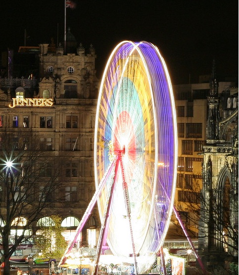 lit up Ferris Wheel