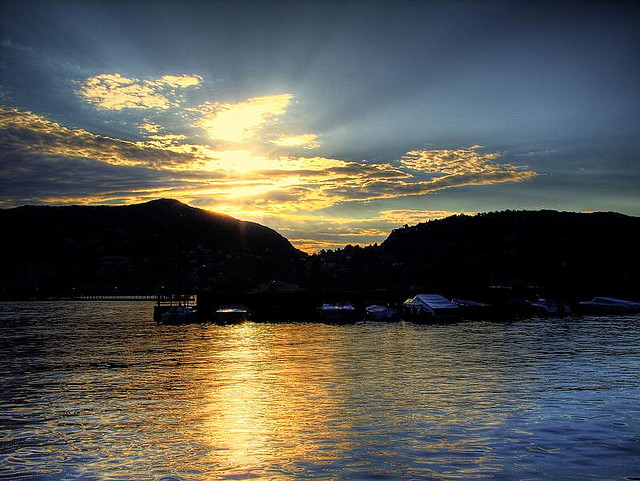Sunset picture over lake Como, Italy