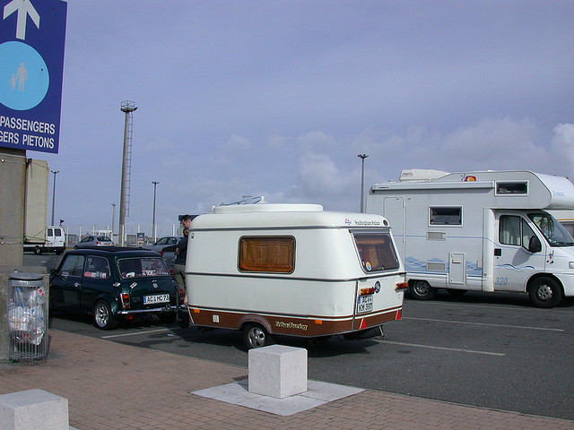 caravan in parking lot
