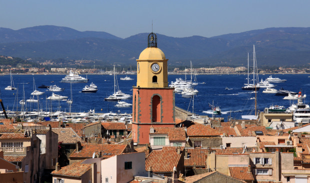 Church tower in St. Tropez, located in the south of France